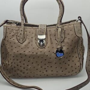 Vintage DOONEY & BOURKE Ostrich Embossed Leather Bag 12”Wx8”H